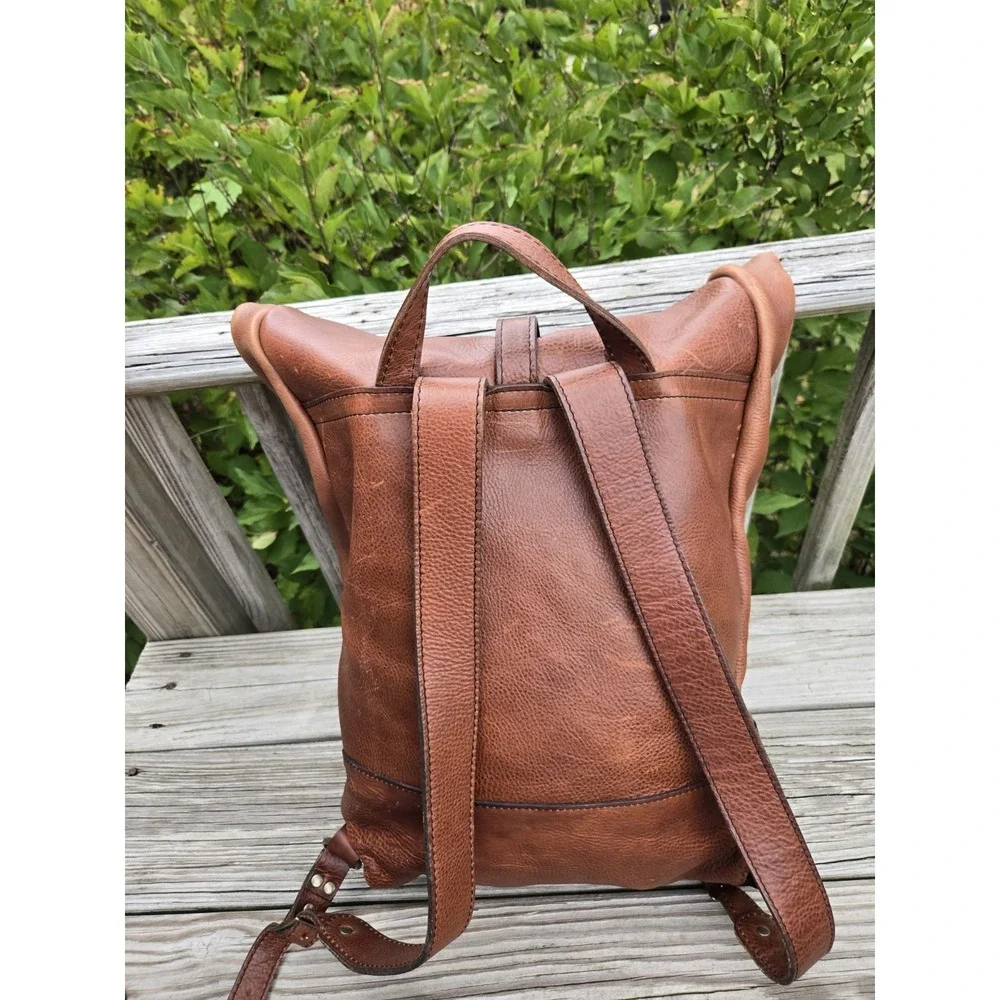 Portland Leather Goods Retired Roll Top Leather Backpack Nutmeg